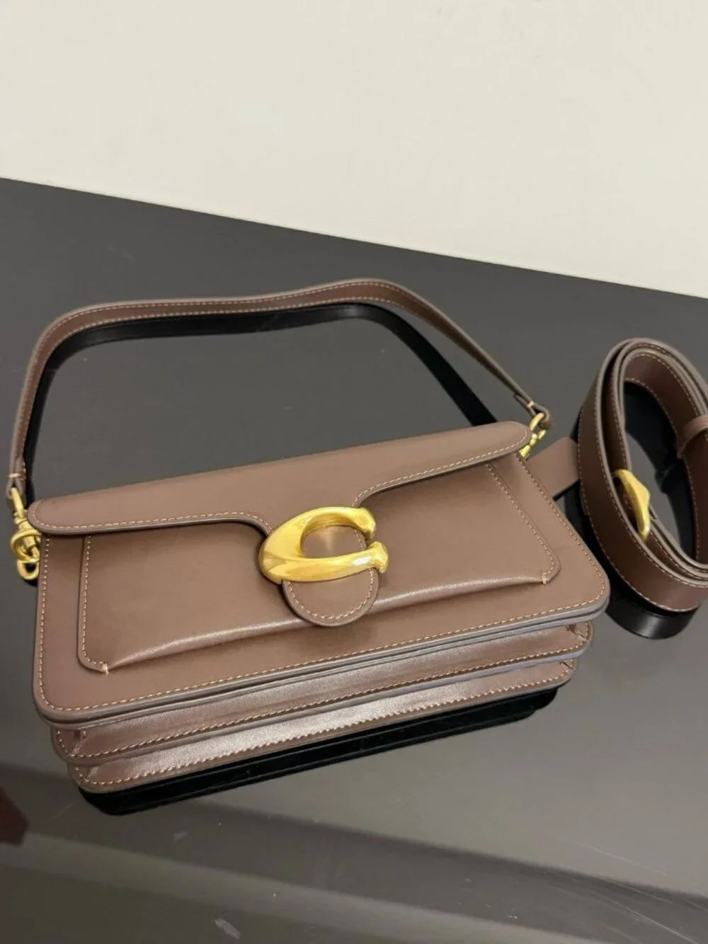 Coach Brown Leather Shoulder Bag with Signature Hardware